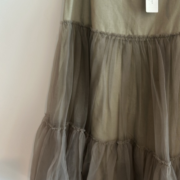 Anthropologie Elegant Olive Green Tulle Skirt - Picture 3 of 6